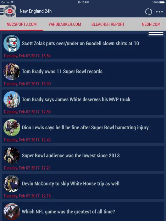 24h News for New England Patriots news feed screenshot